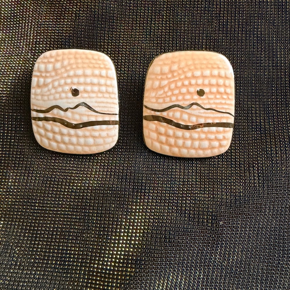 Peach and Gild Geometric Earrings